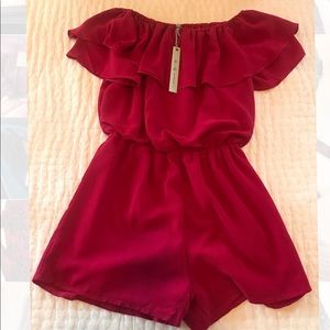 She & Sky red romper NWT
